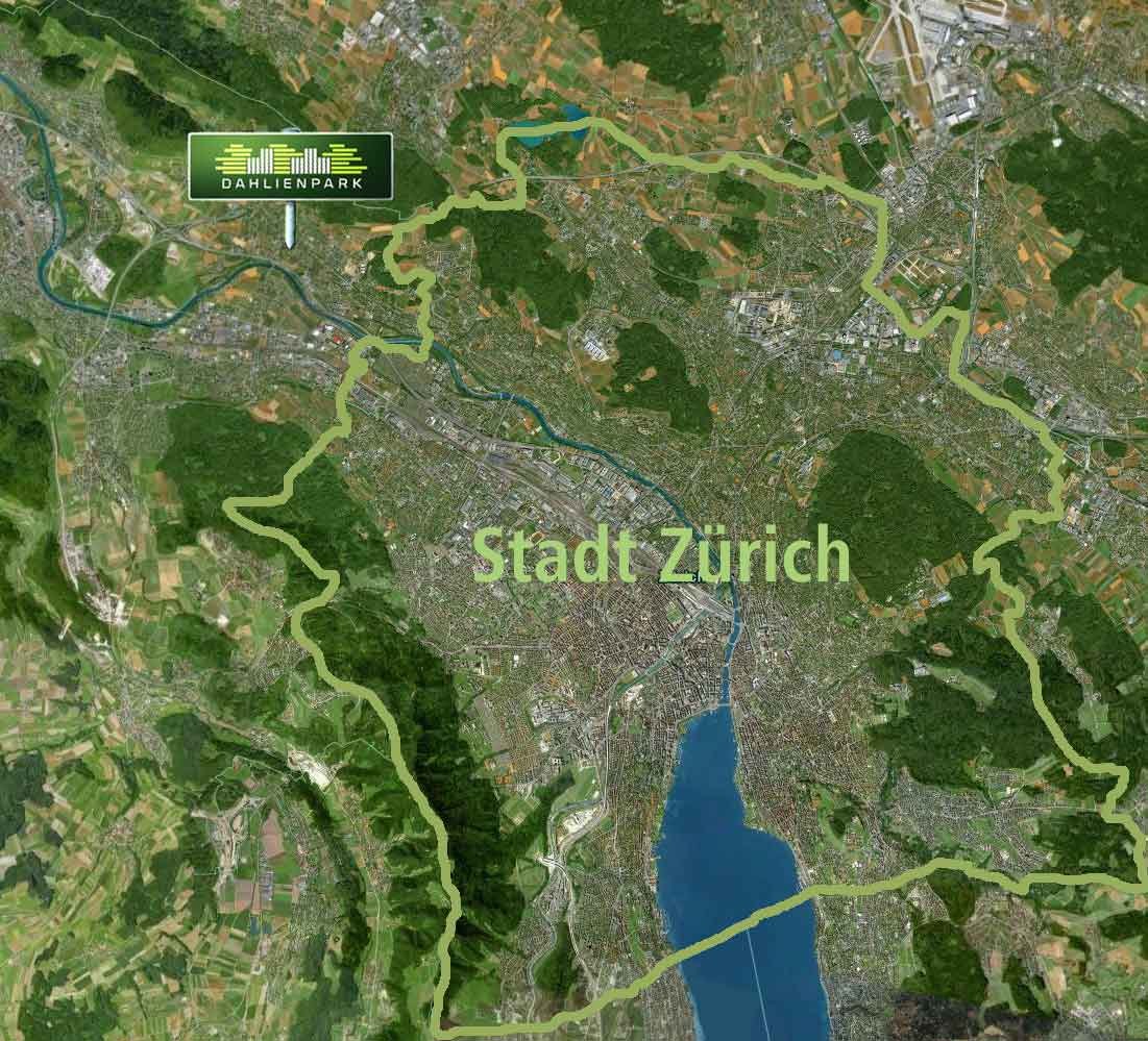 Dahlienpark vor den Toren Z&uuml;richs (1'300m vor Stadtgrenze)