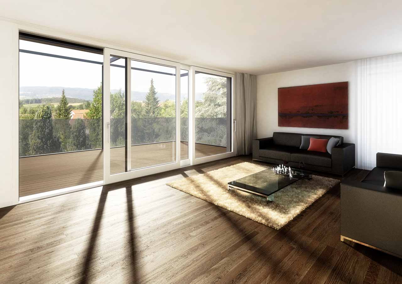 Weitsicht ins Limmattal, fliessender &Uuml;bergang vom Innen- zum Aussenraum.